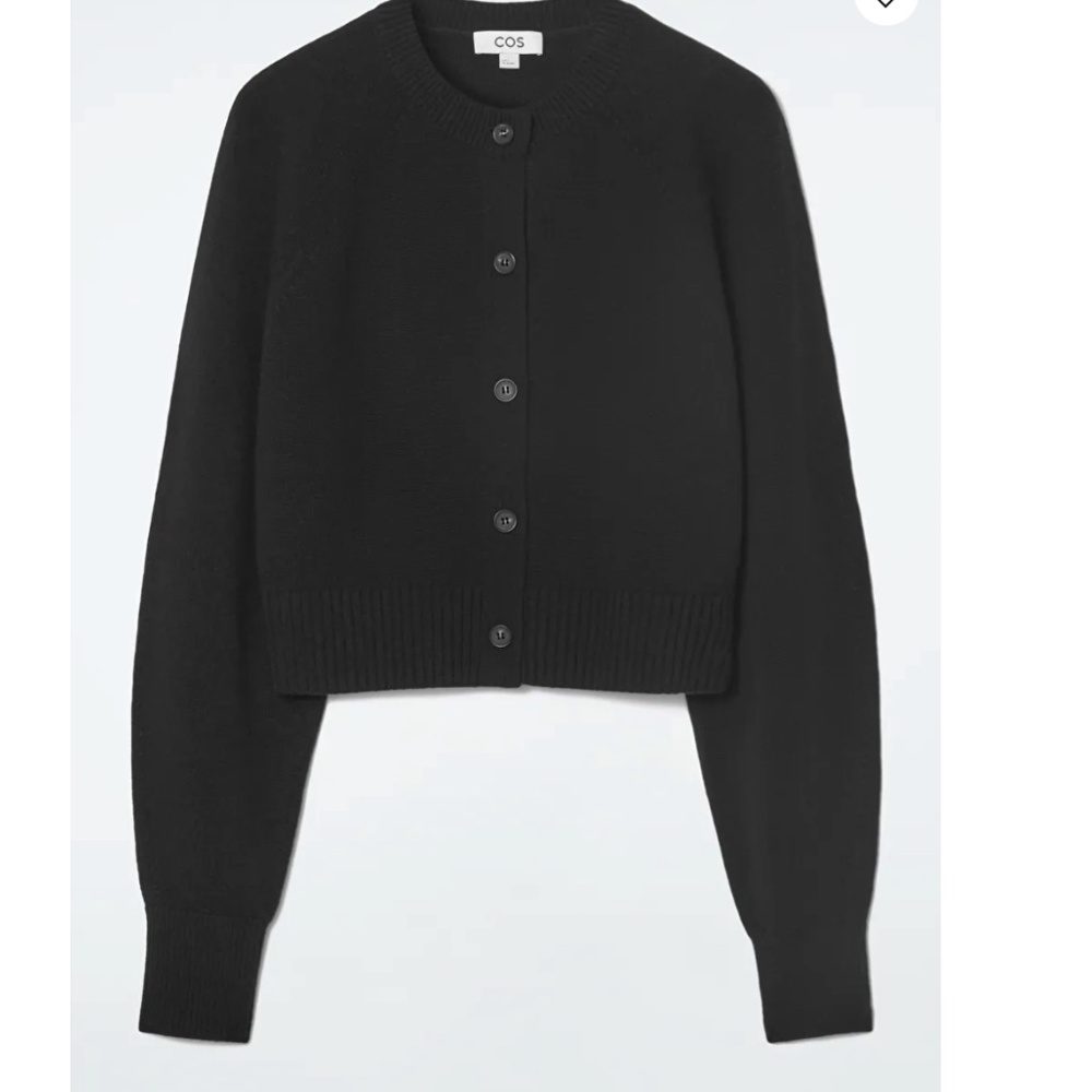 COS CROPPED WOOL CARDIGAN, Black